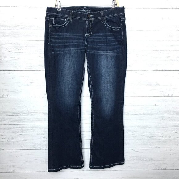 Maurices Women's Jeans Flare Leg Stretch Embroidered Pockets size 9/10 length 31 - Picture 8 of 10